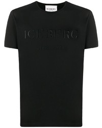 T-shirt à col rond brodé noir Iceberg