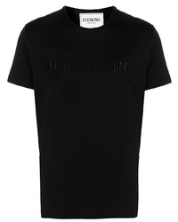 T-shirt à col rond brodé noir Iceberg