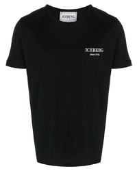T-shirt à col rond brodé noir Iceberg