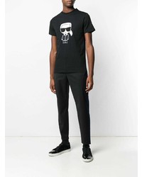 T-shirt à col rond brodé noir Karl Lagerfeld