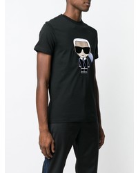 T-shirt à col rond brodé noir Karl Lagerfeld