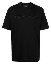 T-shirt à col rond brodé noir John Richmond