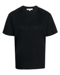 T-shirt à col rond brodé noir JW Anderson