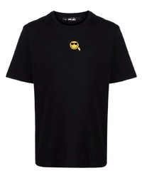 T-shirt à col rond brodé noir Karl Lagerfeld