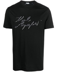T-shirt à col rond brodé noir Karl Lagerfeld