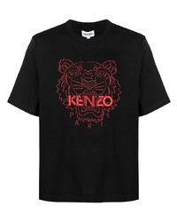 T-shirt à col rond brodé noir Kenzo