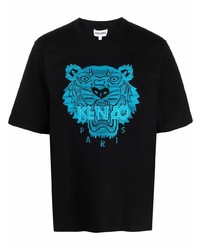 T-shirt à col rond brodé noir Kenzo