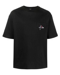 T-shirt à col rond brodé noir Kiton