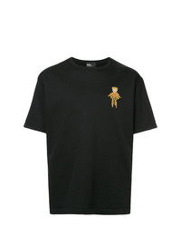 T-shirt à col rond brodé noir Kolor