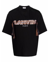 T-shirt à col rond brodé noir Lanvin