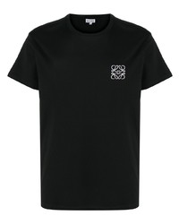 T-shirt à col rond brodé noir Loewe