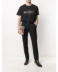 T-shirt à col rond brodé noir Givenchy