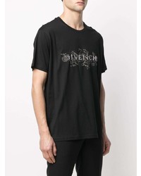 T-shirt à col rond brodé noir Givenchy