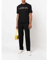 T-shirt à col rond brodé noir Lanvin