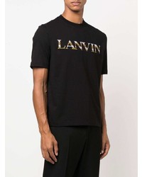 T-shirt à col rond brodé noir Lanvin