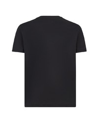 T-shirt à col rond brodé noir Fendi