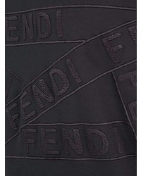 T-shirt à col rond brodé noir Fendi