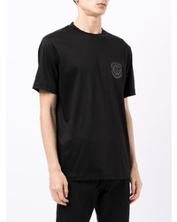 T-shirt à col rond brodé noir Giorgio Armani