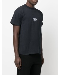 T-shirt à col rond brodé noir Balenciaga