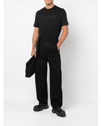 T-shirt à col rond brodé noir Lanvin