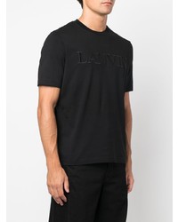 T-shirt à col rond brodé noir Lanvin