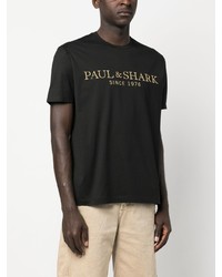 T-shirt à col rond brodé noir Paul & Shark