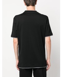 T-shirt à col rond brodé noir Brunello Cucinelli