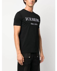 T-shirt à col rond brodé noir Iceberg