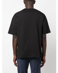 T-shirt à col rond brodé noir Kiton