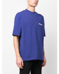 T-shirt à col rond brodé noir Balenciaga