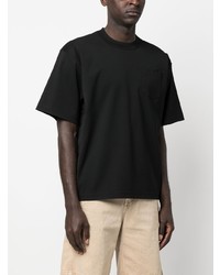 T-shirt à col rond brodé noir Sacai