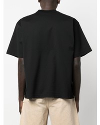 T-shirt à col rond brodé noir Sacai