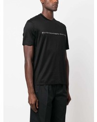 T-shirt à col rond brodé noir Emporio Armani