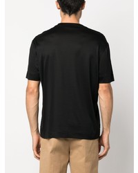 T-shirt à col rond brodé noir Emporio Armani