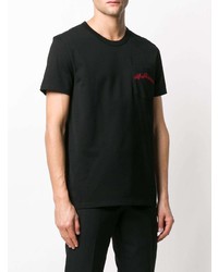 T-shirt à col rond brodé noir Alexander McQueen