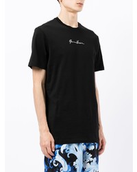 T-shirt à col rond brodé noir Versace