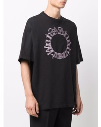 T-shirt à col rond brodé noir Acne Studios