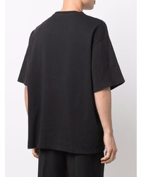 T-shirt à col rond brodé noir Acne Studios