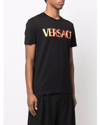 T-shirt à col rond brodé noir Versace