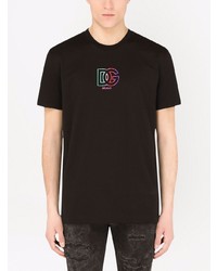 T-shirt à col rond brodé noir Dolce & Gabbana