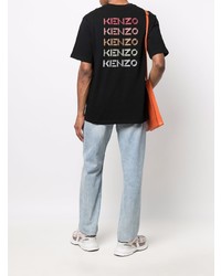 T-shirt à col rond brodé noir Kenzo