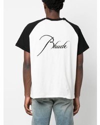 T-shirt à col rond brodé noir Rhude