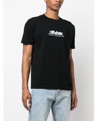 T-shirt à col rond brodé noir Off-White