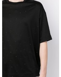 T-shirt à col rond brodé noir Emporio Armani