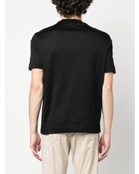 T-shirt à col rond brodé noir Emporio Armani