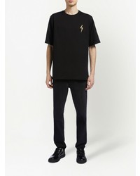 T-shirt à col rond brodé noir Giuseppe Zanotti