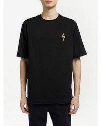 T-shirt à col rond brodé noir Giuseppe Zanotti