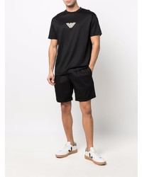 T-shirt à col rond brodé noir Emporio Armani