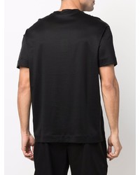 T-shirt à col rond brodé noir Emporio Armani