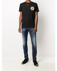 T-shirt à col rond brodé noir DSQUARED2